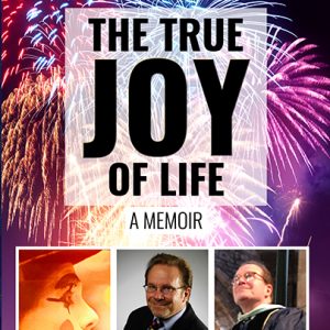 Purple cover of The True Joy of Life with fireworks